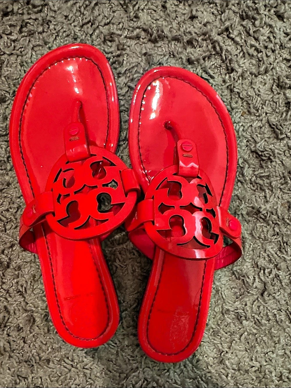Tory Burch Miller Patent Sandal Red Flat Sandals